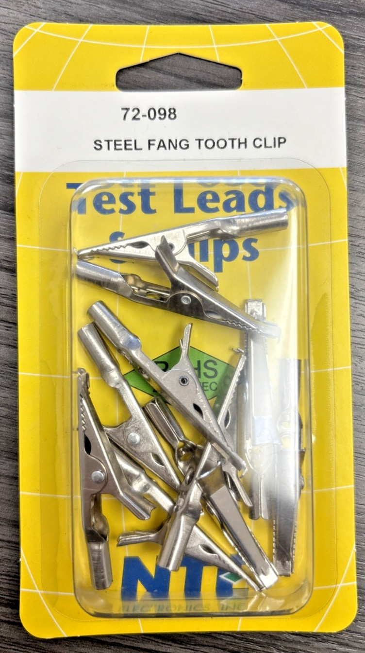 NTE Electronics 72-098, Steel Alligator Clip With Fang Tooth/barrel
