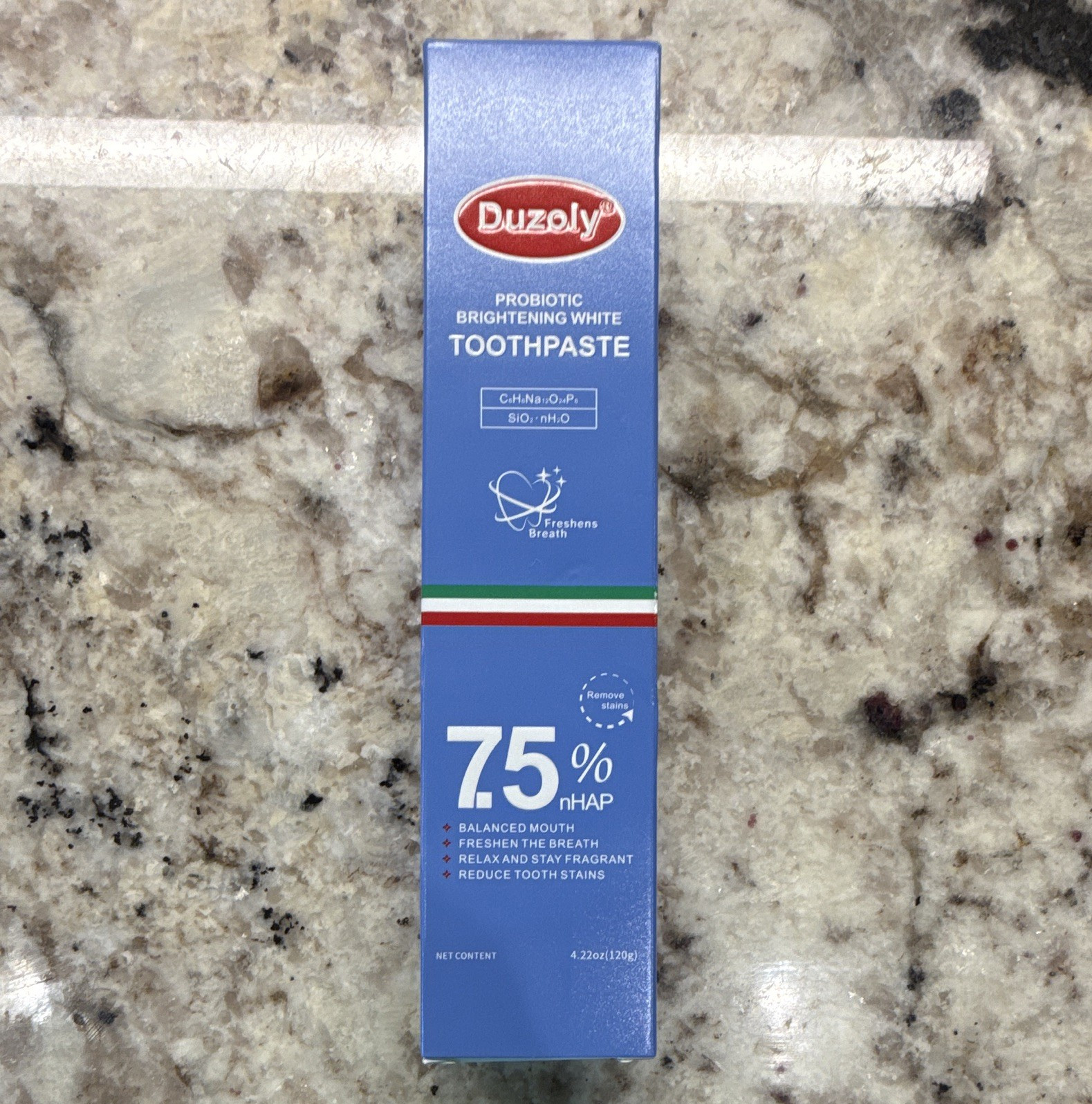 Duzaly Probiotic Brightening White Fluoride Toothpaste Mint nHAP 4.22 oz