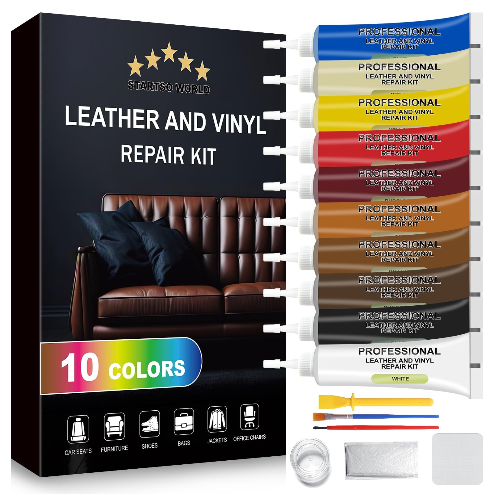 STARTSO WORLD Leather Repair Kit for Furniture, Leather Couch Repair Kit for Sof