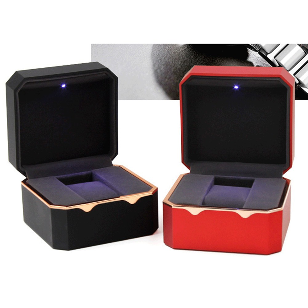 Luxury LED Light Single Watch Case Jewelry Display Storage Gift Protective Box