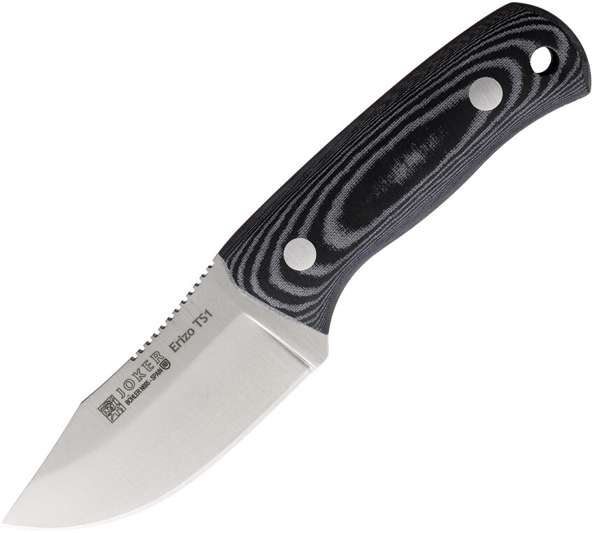 Joker Erizo TS1 Black/White Micarta Bohler N695 Fixed Blade Knife w/ Sheath