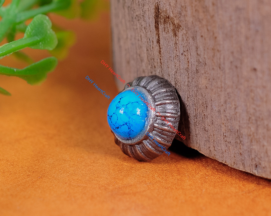 20X Blue Turquoise Flower Fast Studs Rivets for Leathercraft Jacket Craft Jeans