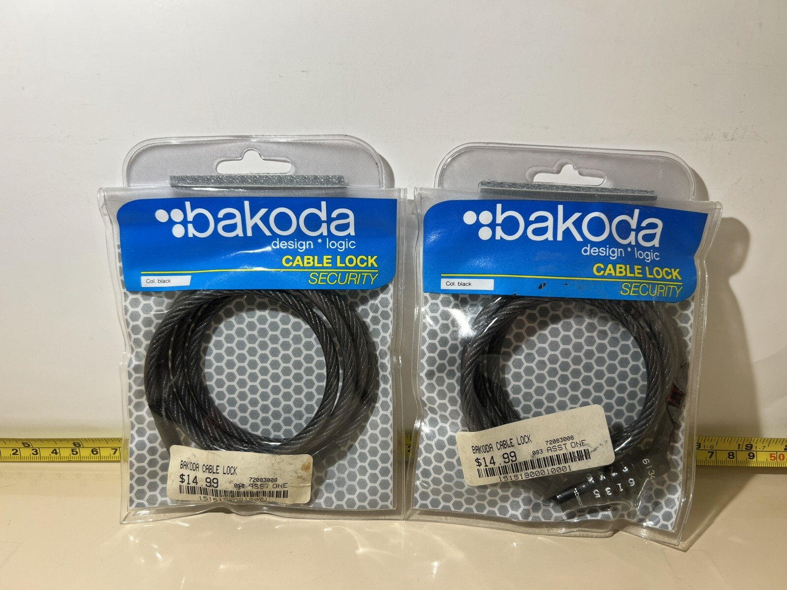 Lot of 2 Bakoda Lock Retracting Snowboard Cable Lock Black