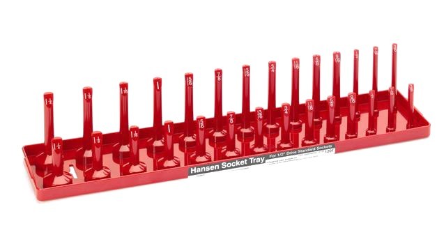 Hansen Global 1201 1/2 Drive SAE Socket Organizer 28 pc Tray Red Plastic New