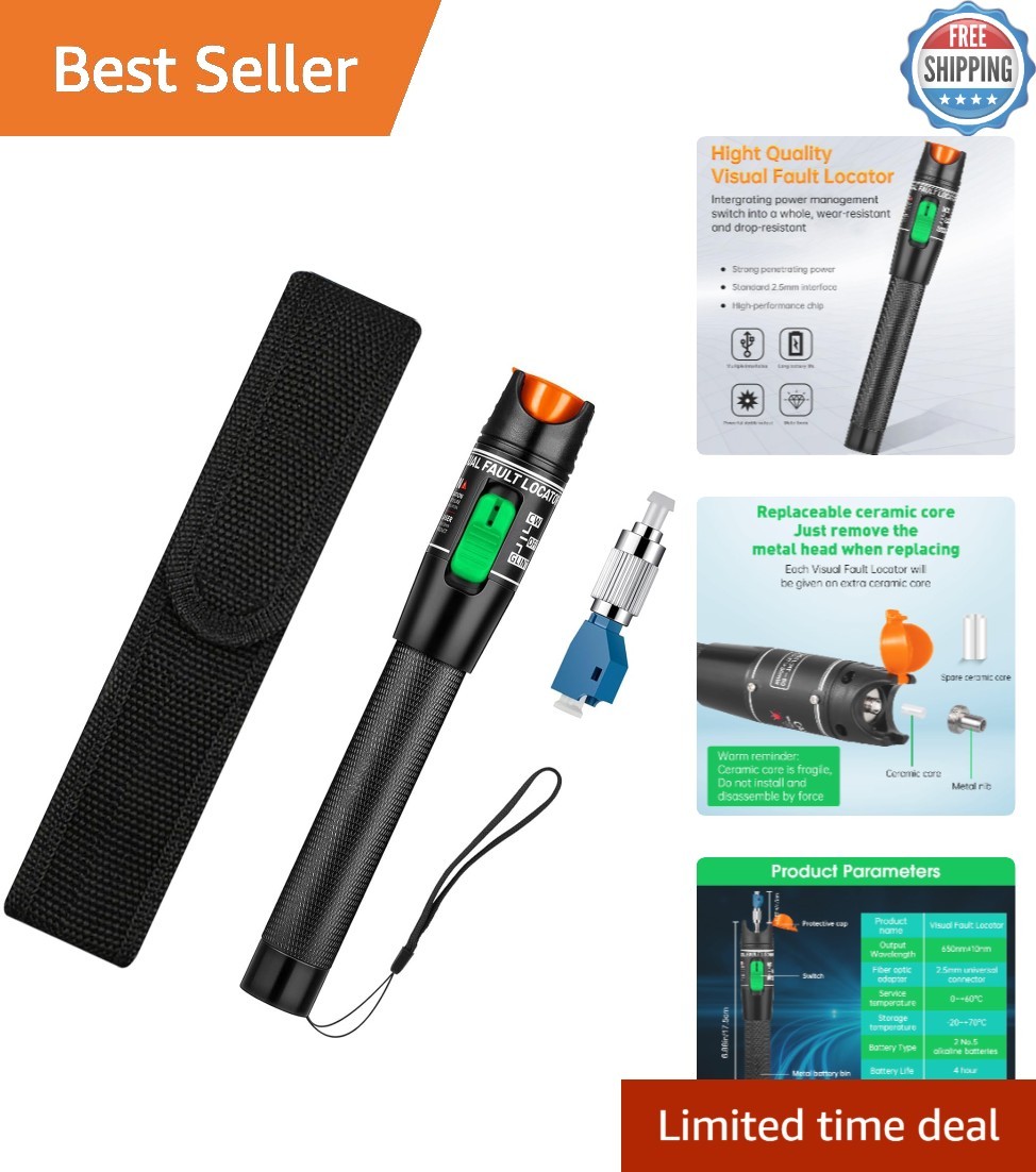 High-Efficiency Fiber Optic Tester for LC/FC/SC/ST - Durable, Crash & Dust-Proof