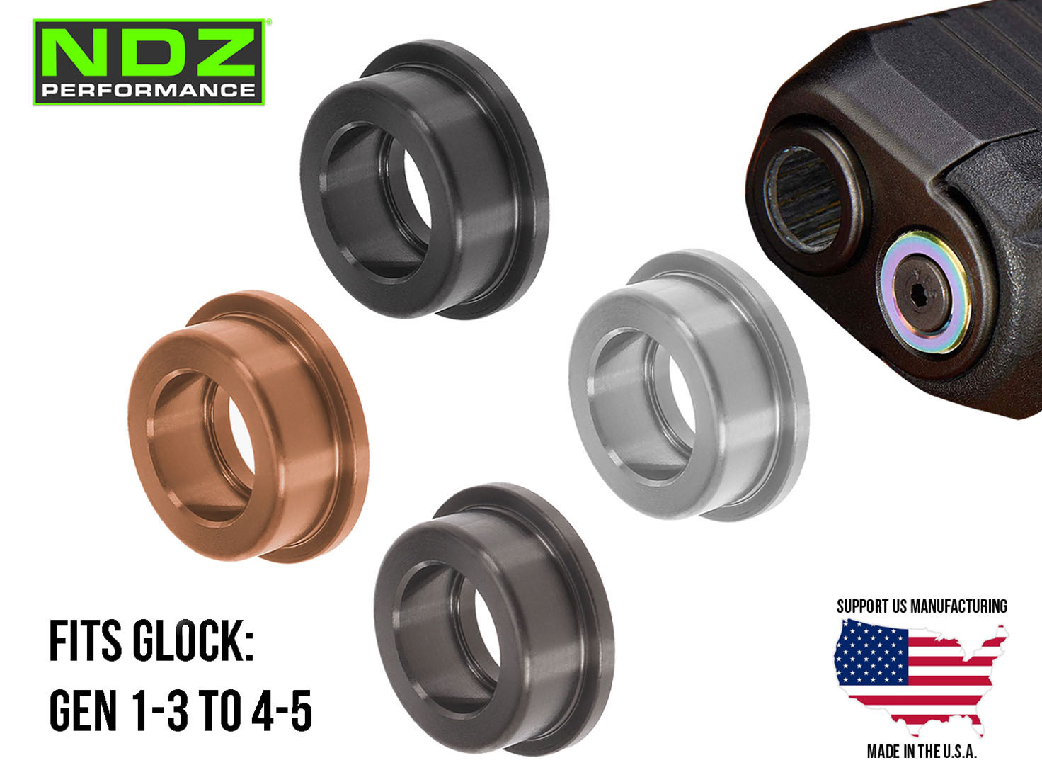 NDZ Glock Gen 1-3 to Gen 4-5 Guide Rod Adapter Stainless Steel PVD Cerakote