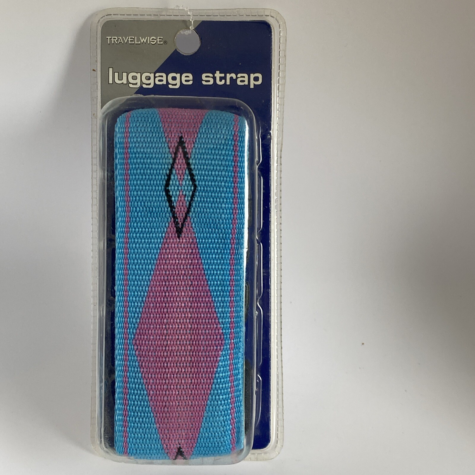 TravelWise Luggage Strap Blue & Pink Diamond, New Sealed Package