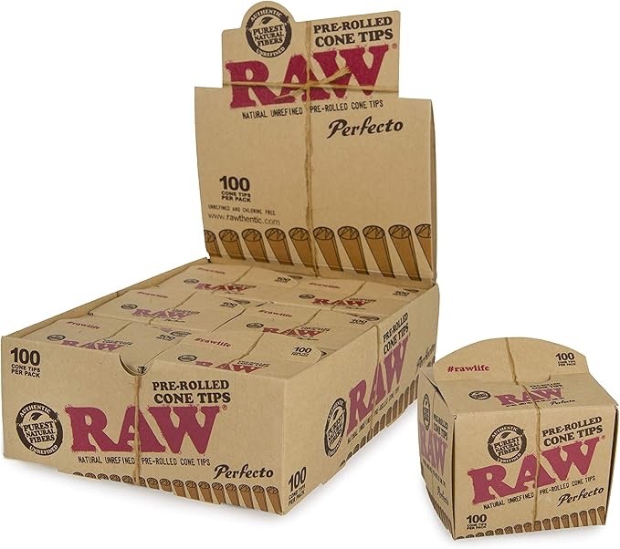 RAW Perfecto Pre Rolled Cone Tips - 6 Packs Per Box - 100 Tips Per Pack~FULL BOX