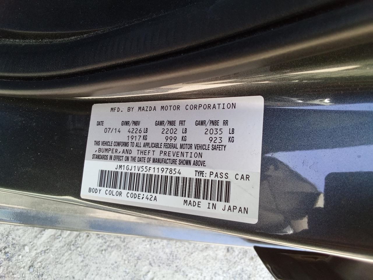 Camera/Projector Rear View Camera Decklid Mounted Fits 14-16 MAZDA 6 855844