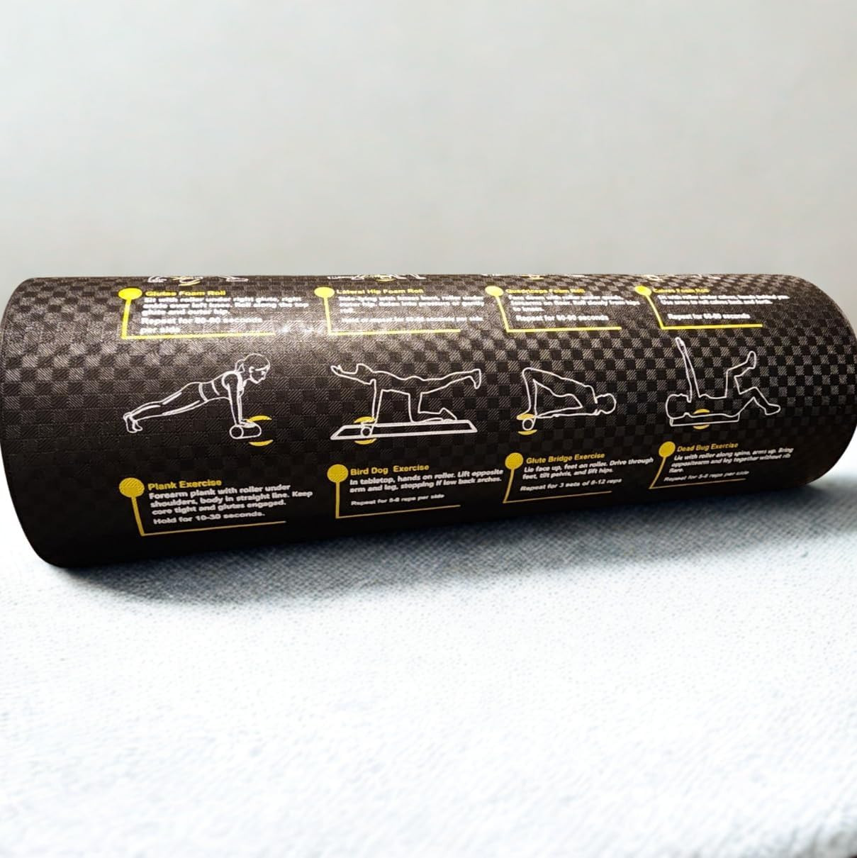 Foam Roller with Printed Exercises - 17.7''X 6'' Lightweight EPE/PE Exercise Rol