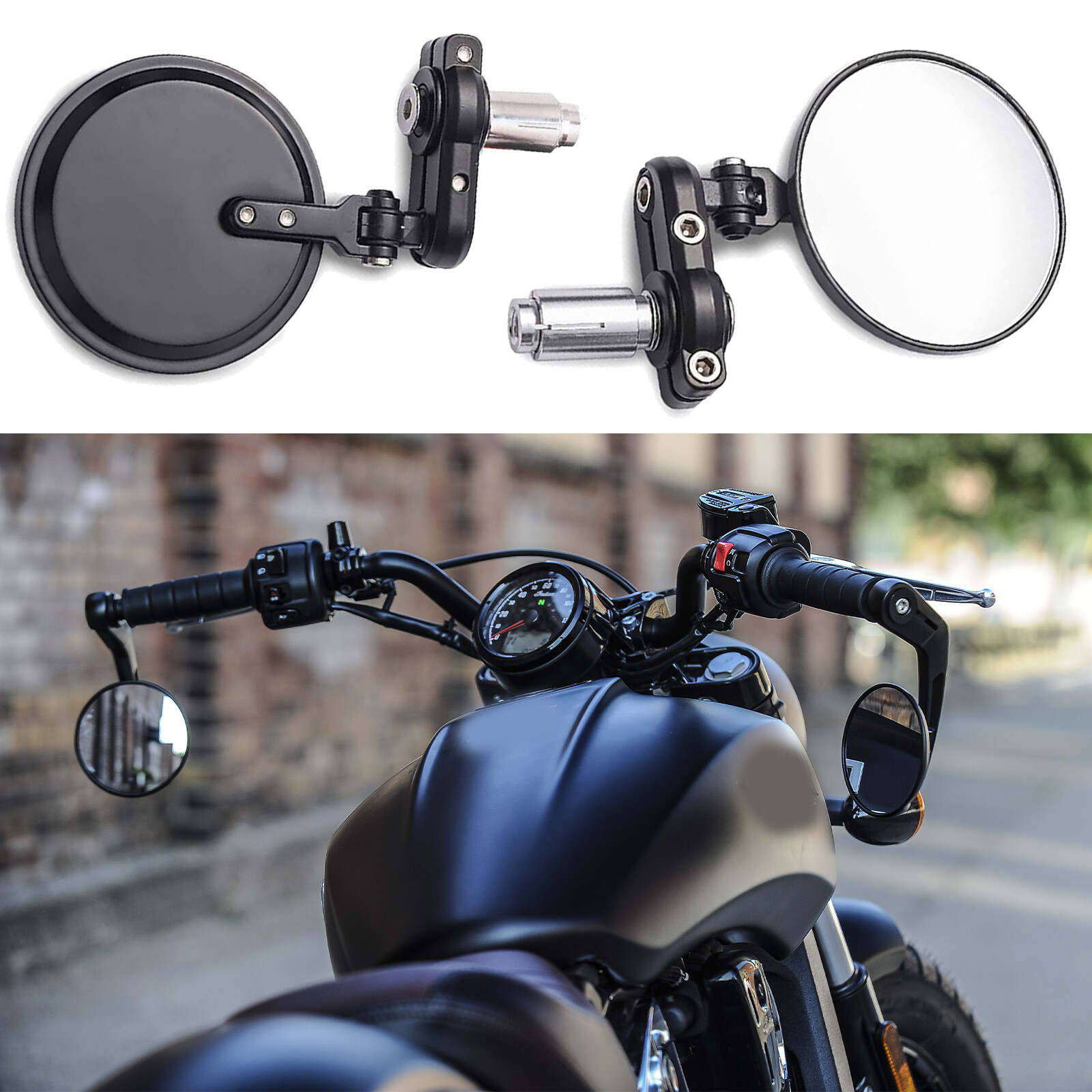For Indian Scout Bobber Criuser 2x Round Motorcycle 7/8" Handle Bar End Mirrors