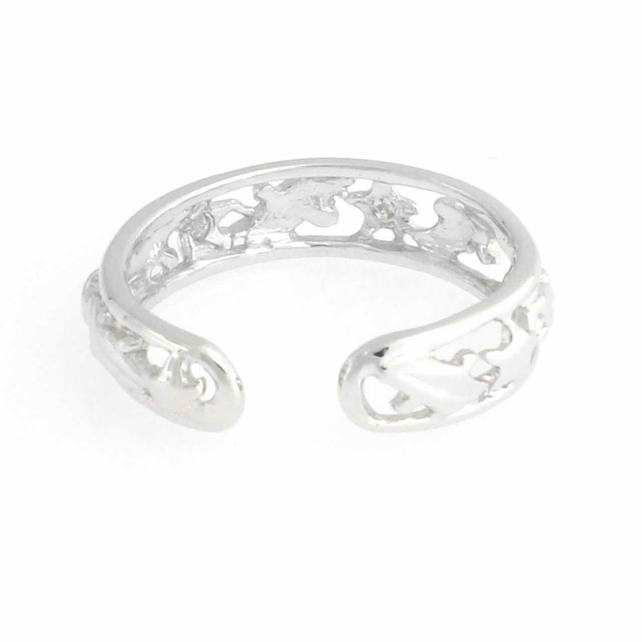 Adjustable Toe Ring Round Simulated Diamond Solid 925 Sterling Silver