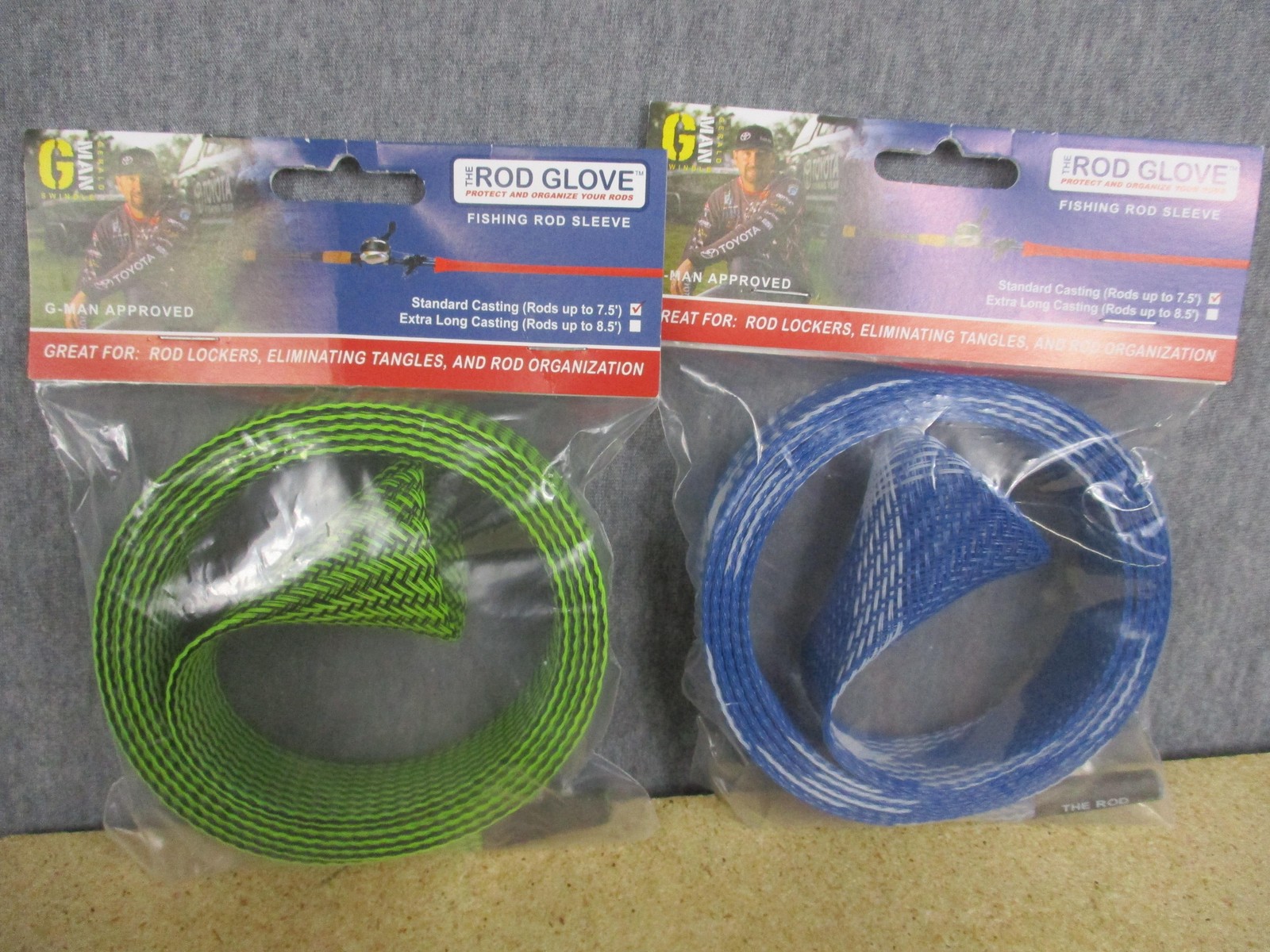 The Rod Glove Fishing Rod Sleeve Lot of 2 Standard Casting up to 7.5' Blue Green