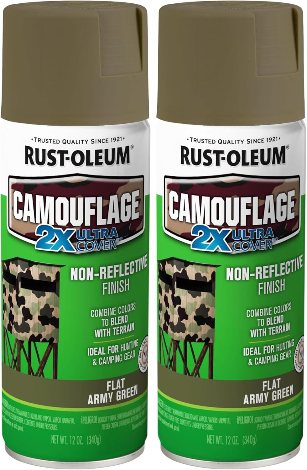 Camouflage Spray Paint Army Green 12 Oz 2 Pack