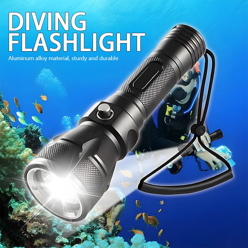 Portable Diving LED Flashlight Bright Aluminum Alloy Professional Handheld Light