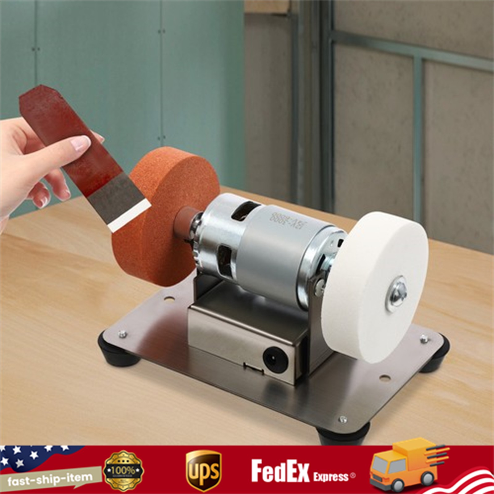 Electric Benchtop Grind Sander Adjustable Variable Speed Table Grinding Machine