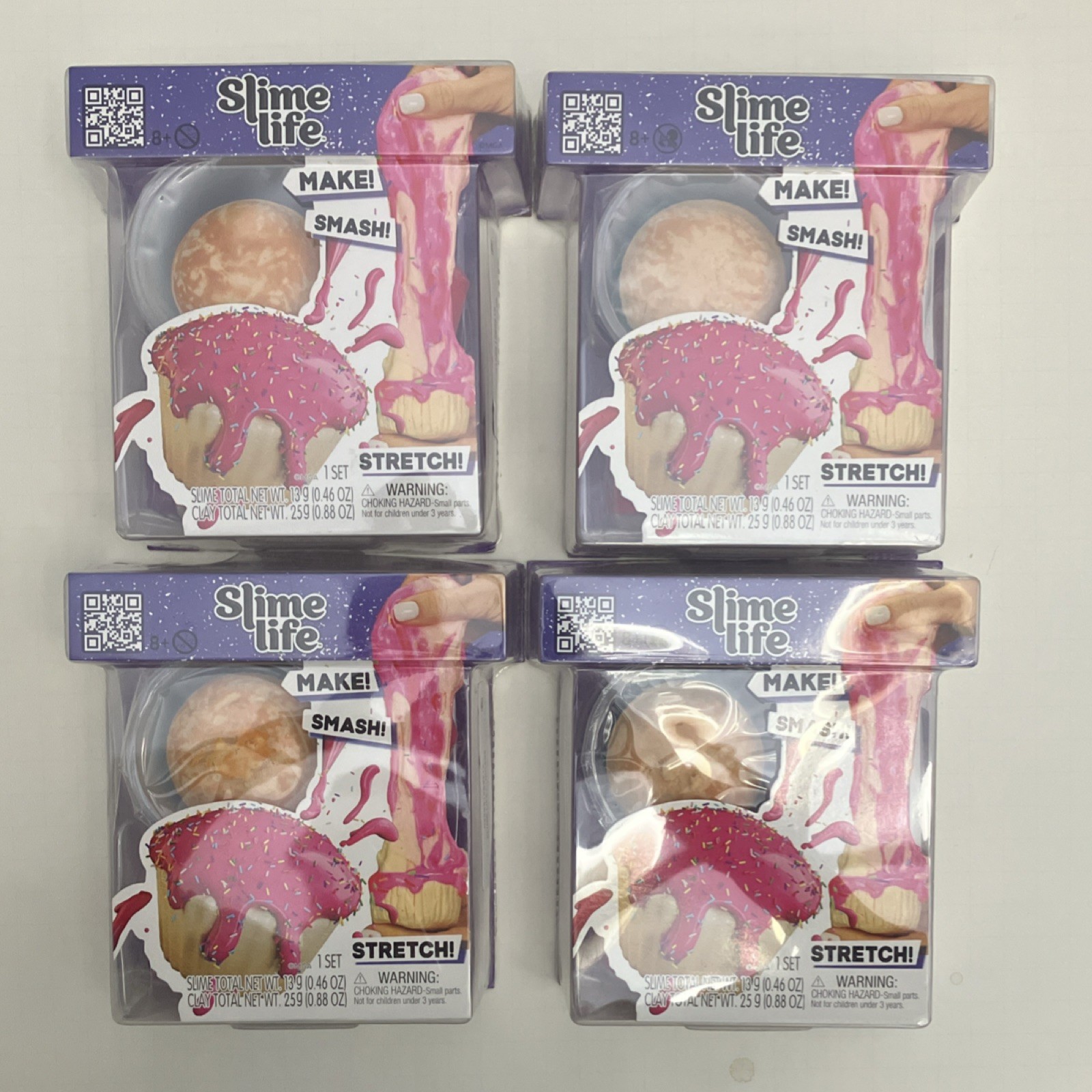 Slime Life Cupcake Dough Pink Icing Crunchy Sprinkles Donut Slime Kit Set of 4