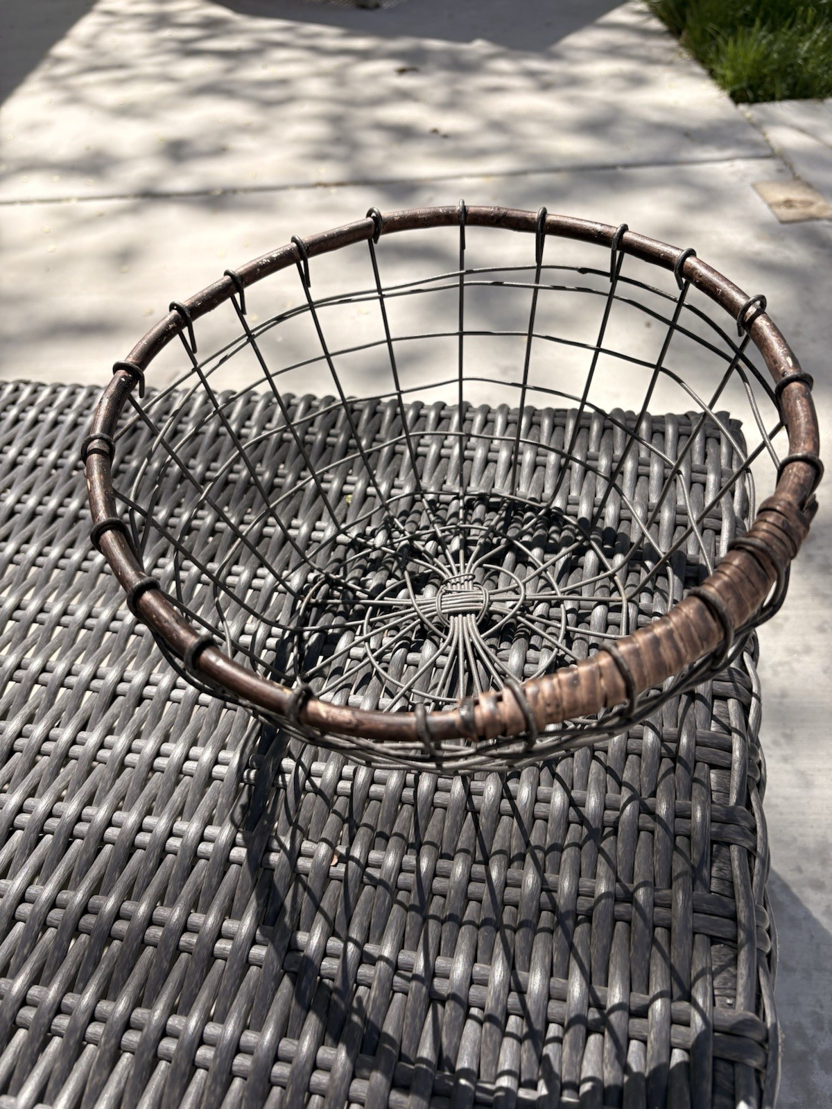 Round Wire Storage Basket Rustic Metal