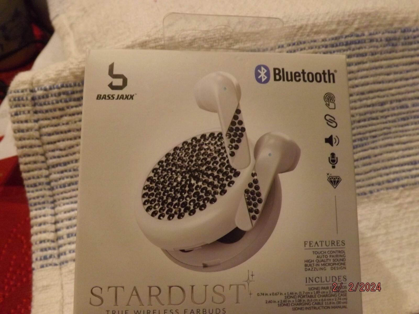 White Bluetooth StarDust Wireless EarBuds--Brand New