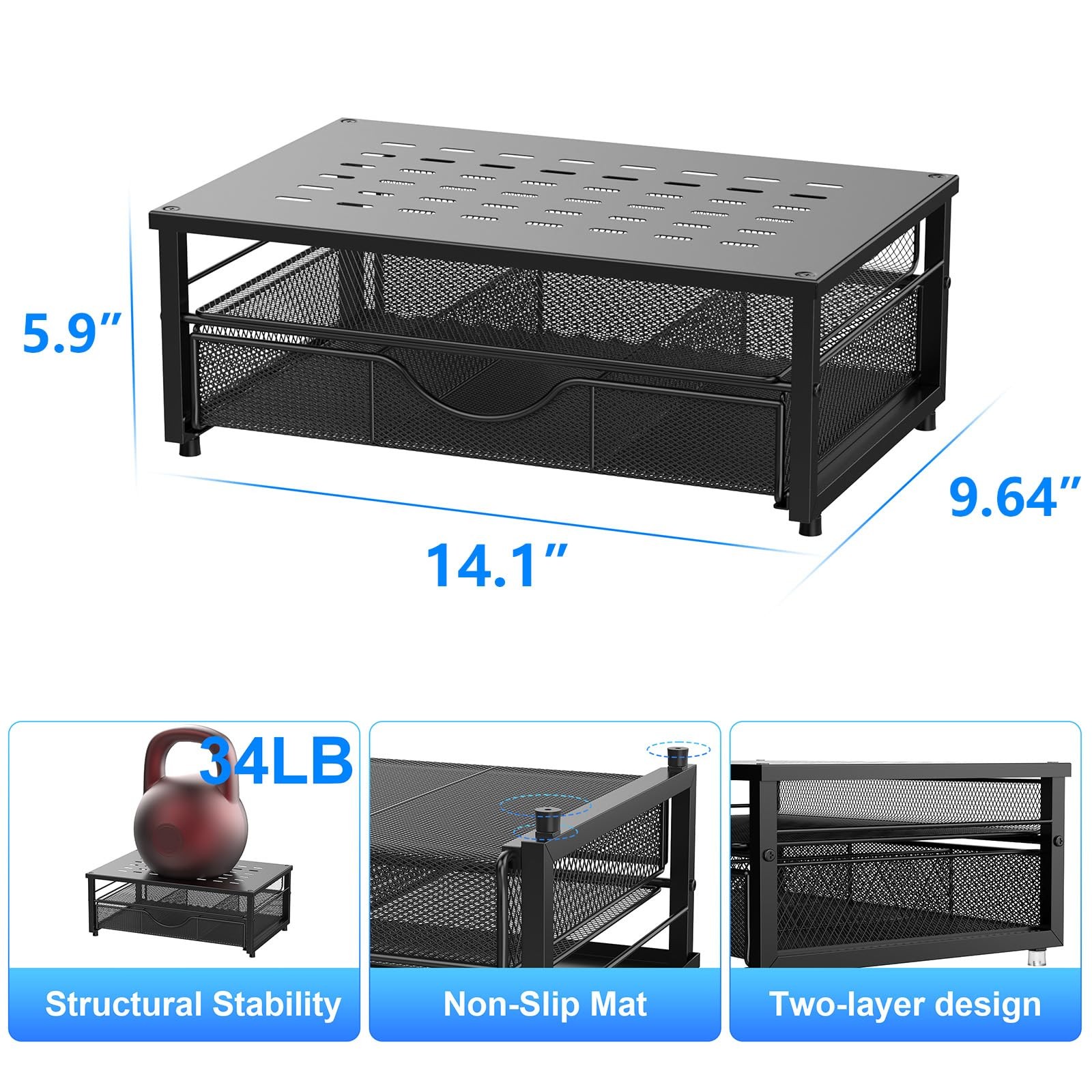 Monitor Stand Riser with Drawer - Desk Organizer for Office & Classroom