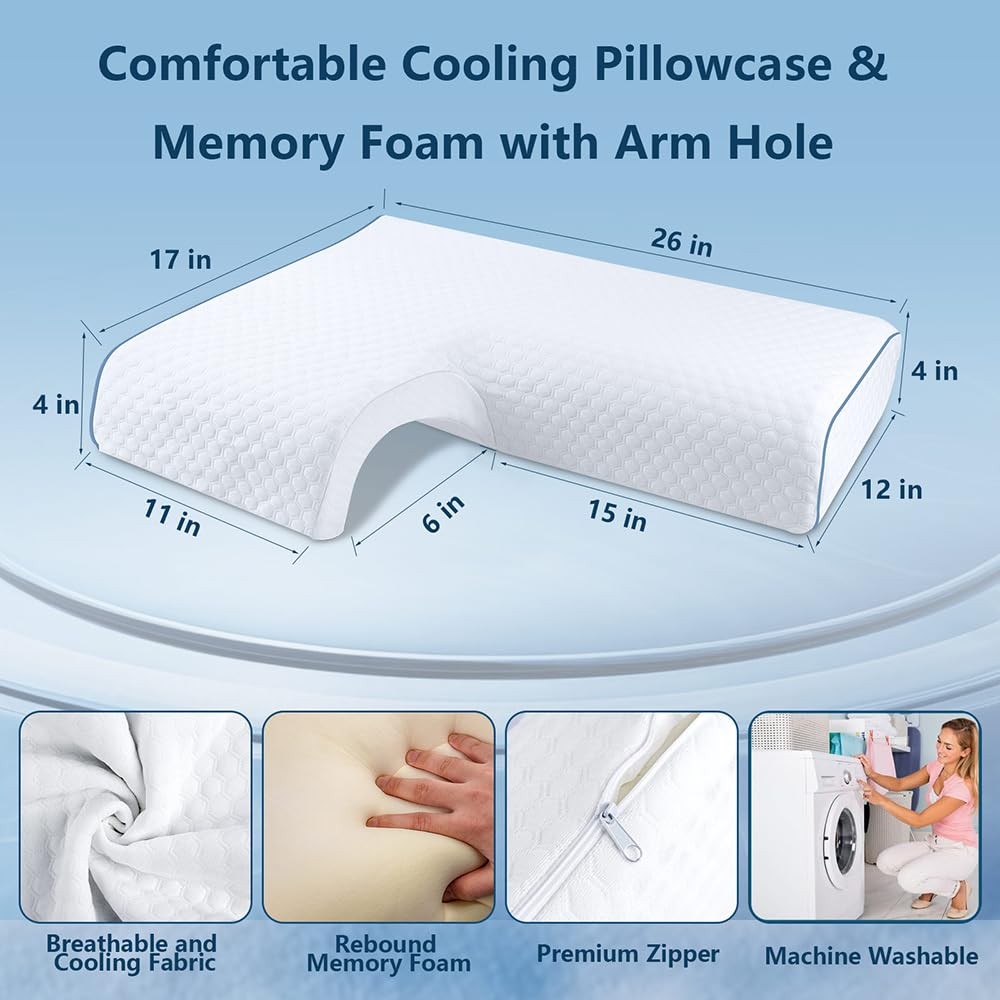 Arched Memory Foam Cuddle Pillow for Couples, Ergonomic Neck & Shoulder Support