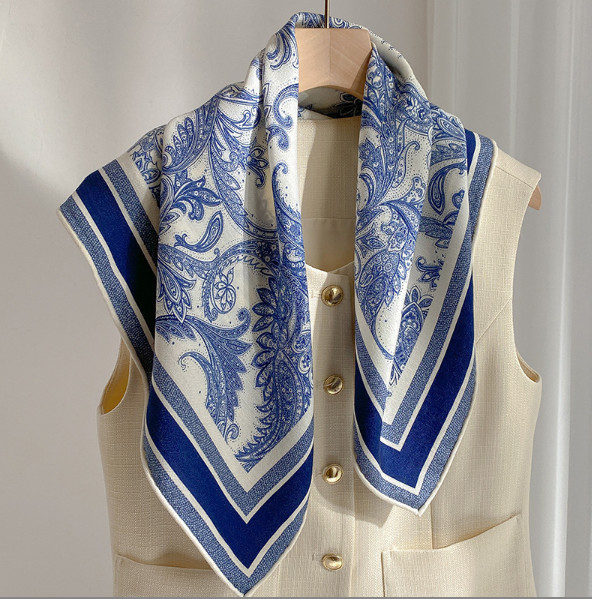 70% Cashmere 30% Silk Shawl Neckerchief 65X65cm grass Print Scarf Bandana wrap