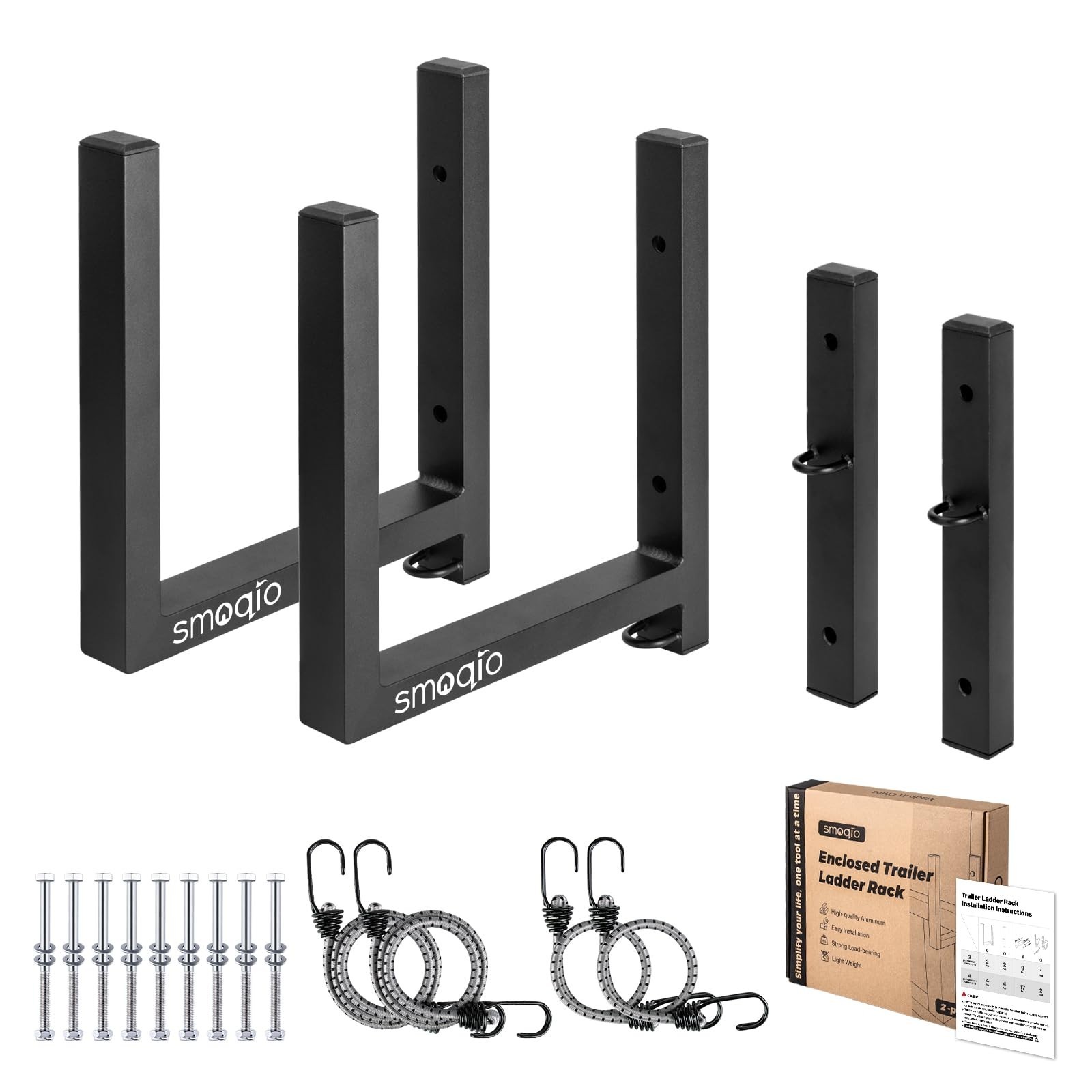 SMOQIO Ladder Rack for Trailer, 2 Racks Enclosed Trailer Ladder Rack Side Mou...