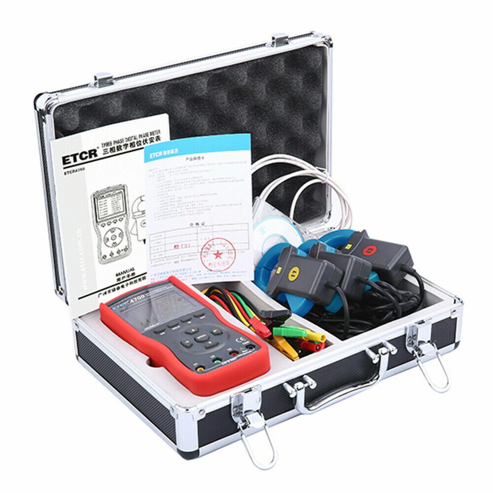 Three phase Digital Phase Voltmeter Clamp Meter 600V 600A 360° Current Detector