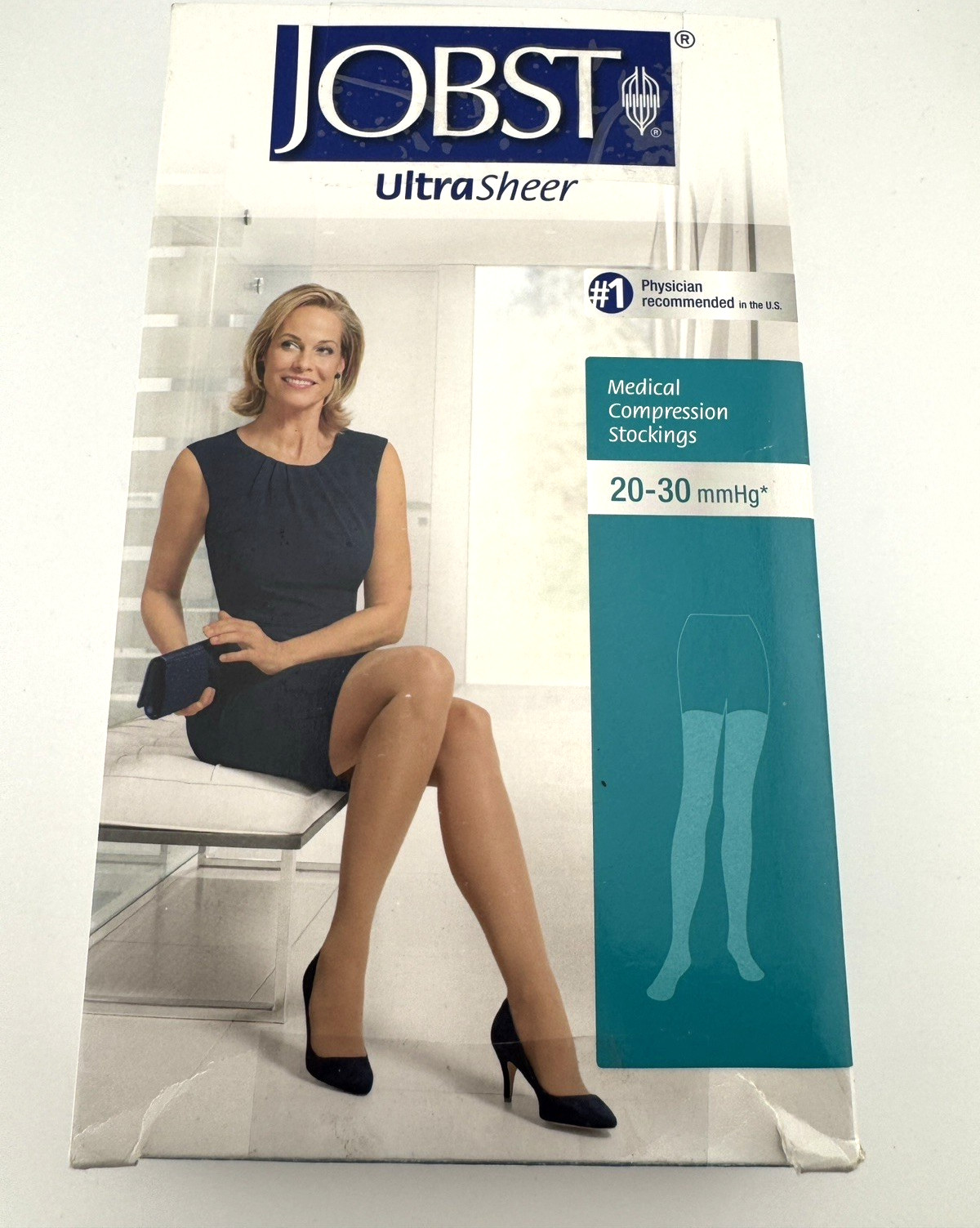 Jobst UltraSheer Compression Stockings 20-30mmHg Lace Thigh High CT BLK LARGE
