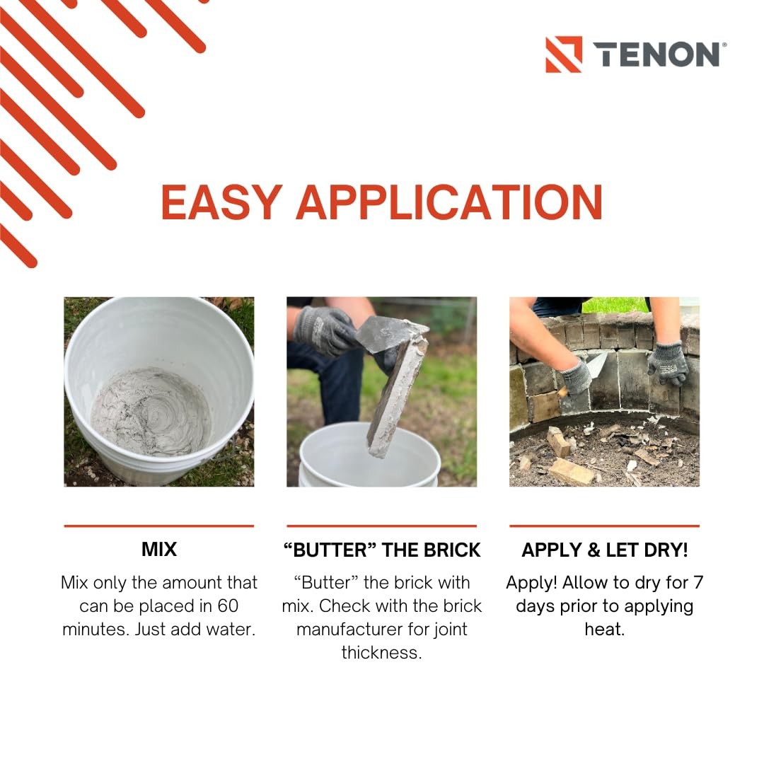 Refractory Mortar - High Temperature Mix for Fireplaces, Fire Pits, Chimneys,...