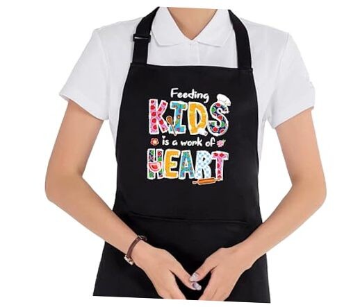 Aprons for Women - Waterproof Adjustable Bib Apron with 2 Pockets - Cafeteria