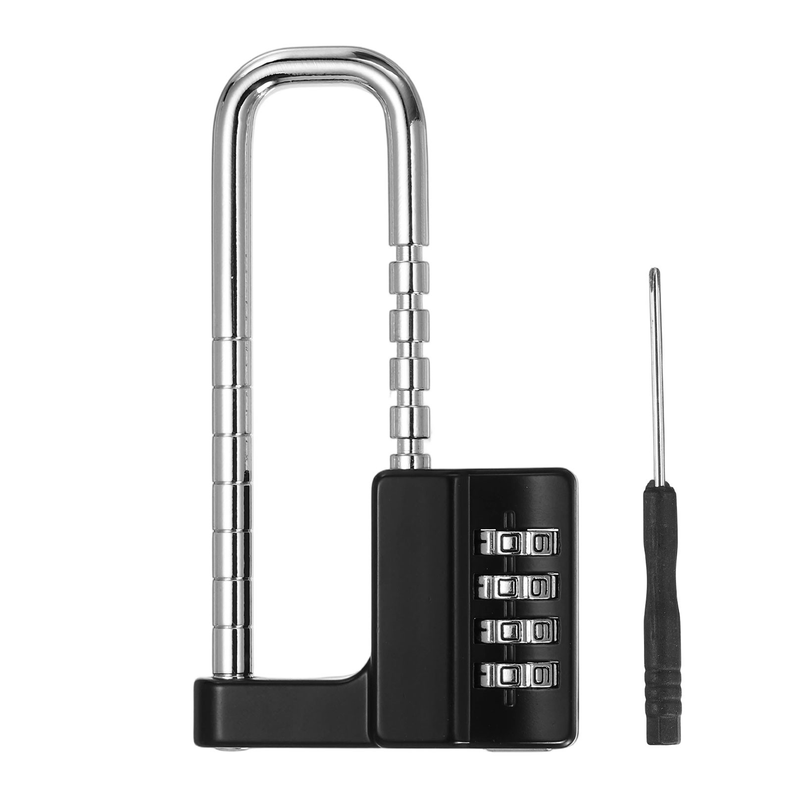 4 Digit Combination Padlock, (4.6 Inch, Black), Cabinet Lock Adjustable