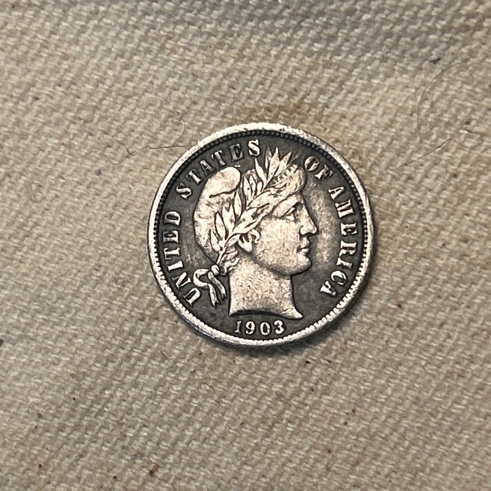 1903-O Barber Silver Dime Extremely Fine XF Coin, Details QA1054 310-26