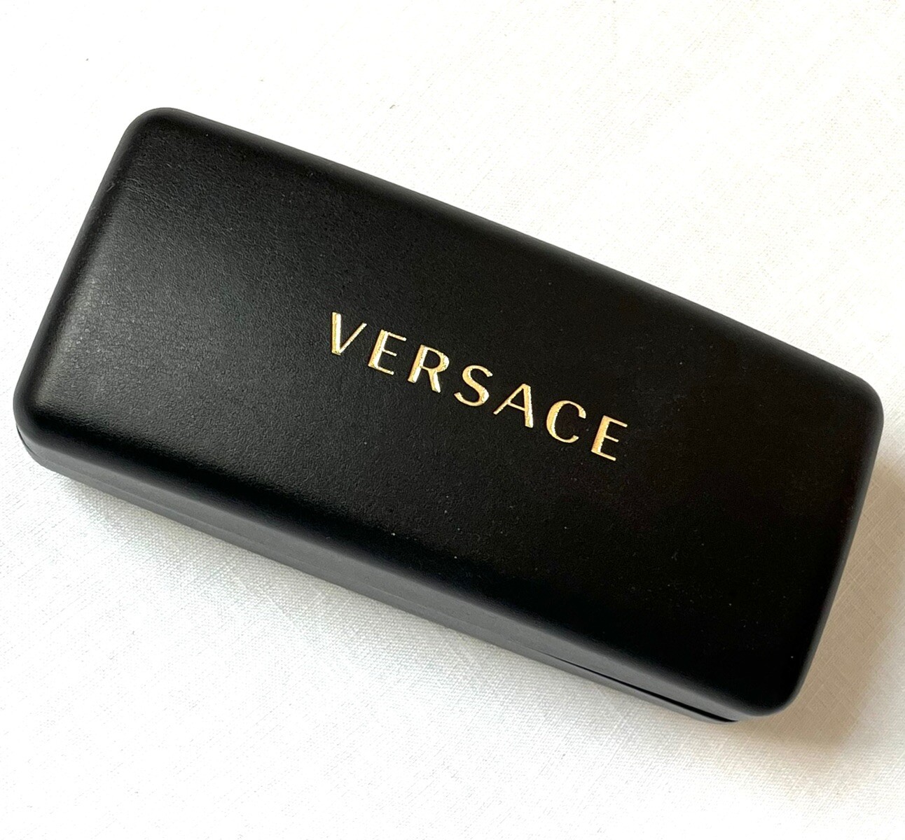Sunglass Case VERSACE BLACK HARD LEATHER CLAMSHELL Glasses Case