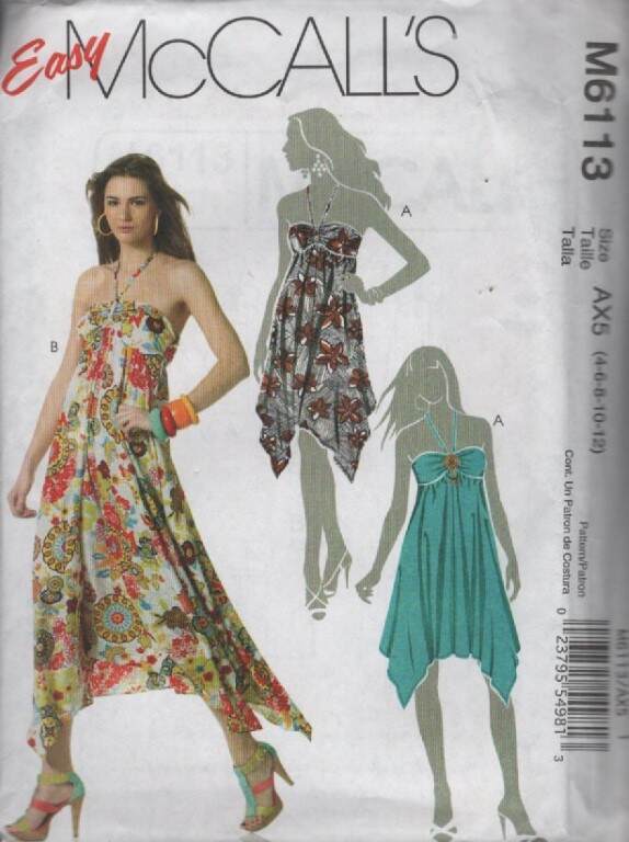 6113 EASY MCCALL'S MISSES' DRESS 2 LENGTHS SIZE 4-12