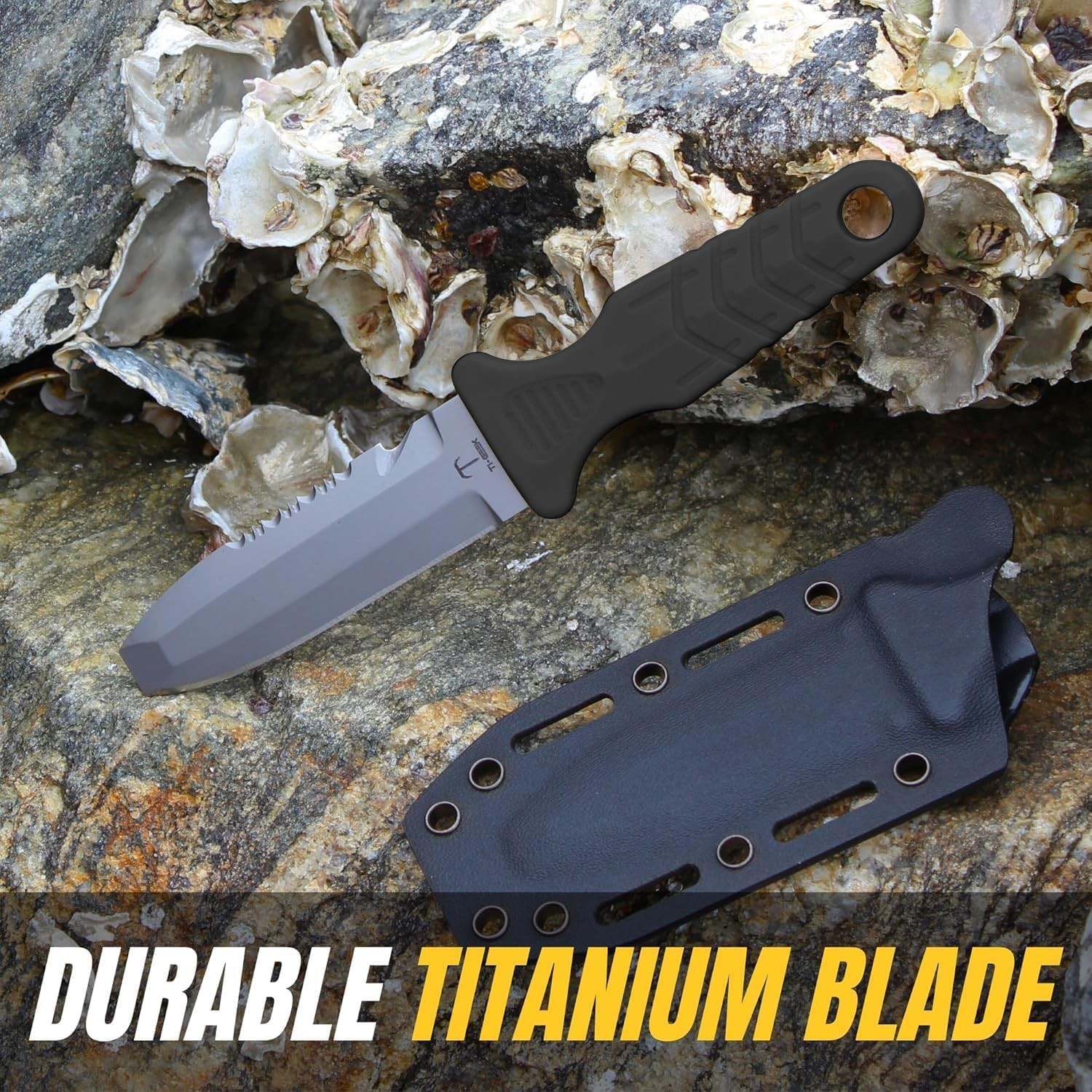 Titanium Survival Scuba Diving Knife Fixed Blade Dive Knife with Sheath & Str...