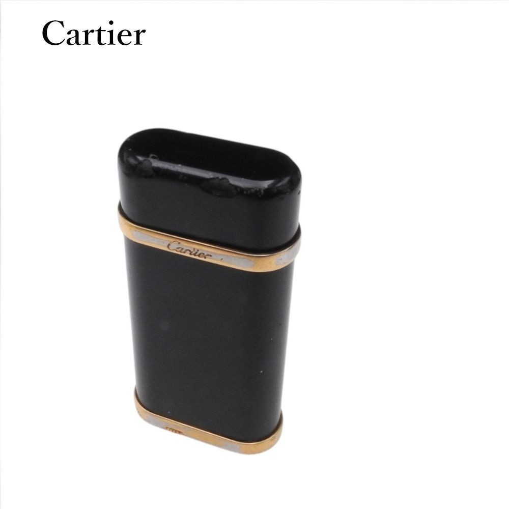 Cartier Oval Gas Lighter Black Gold No Box Overhauled Tested Working Collectible