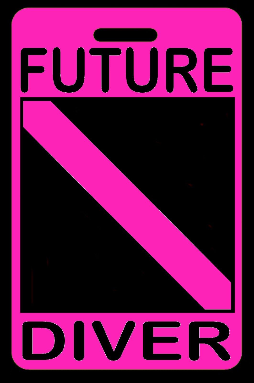 Personalized Hi-Viz Pink "Future Diver" Luggage/Gear Bag Tag - New