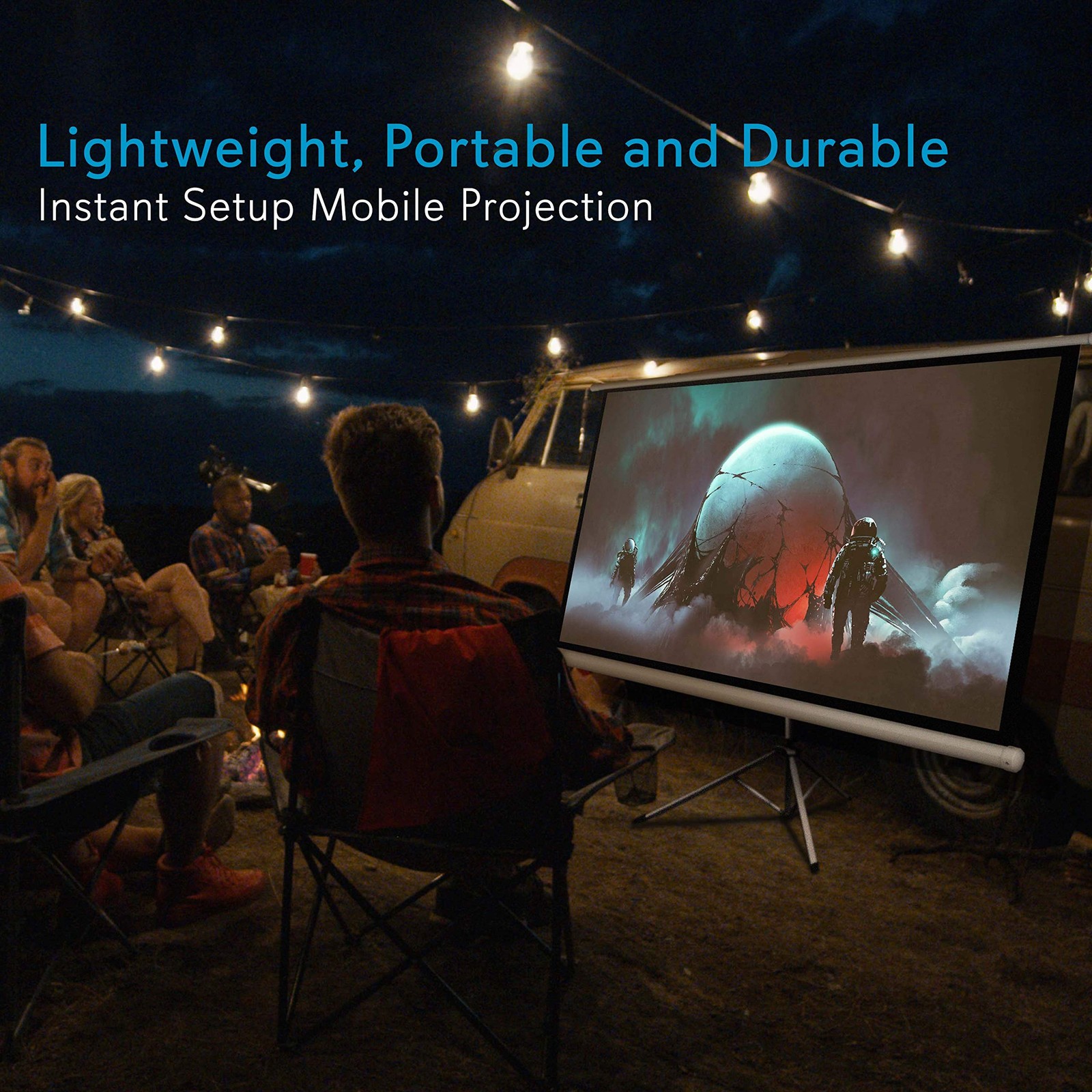 Pyle 50 Inch Portable Projector Screen with Tripod Stand – 50 Inch, White