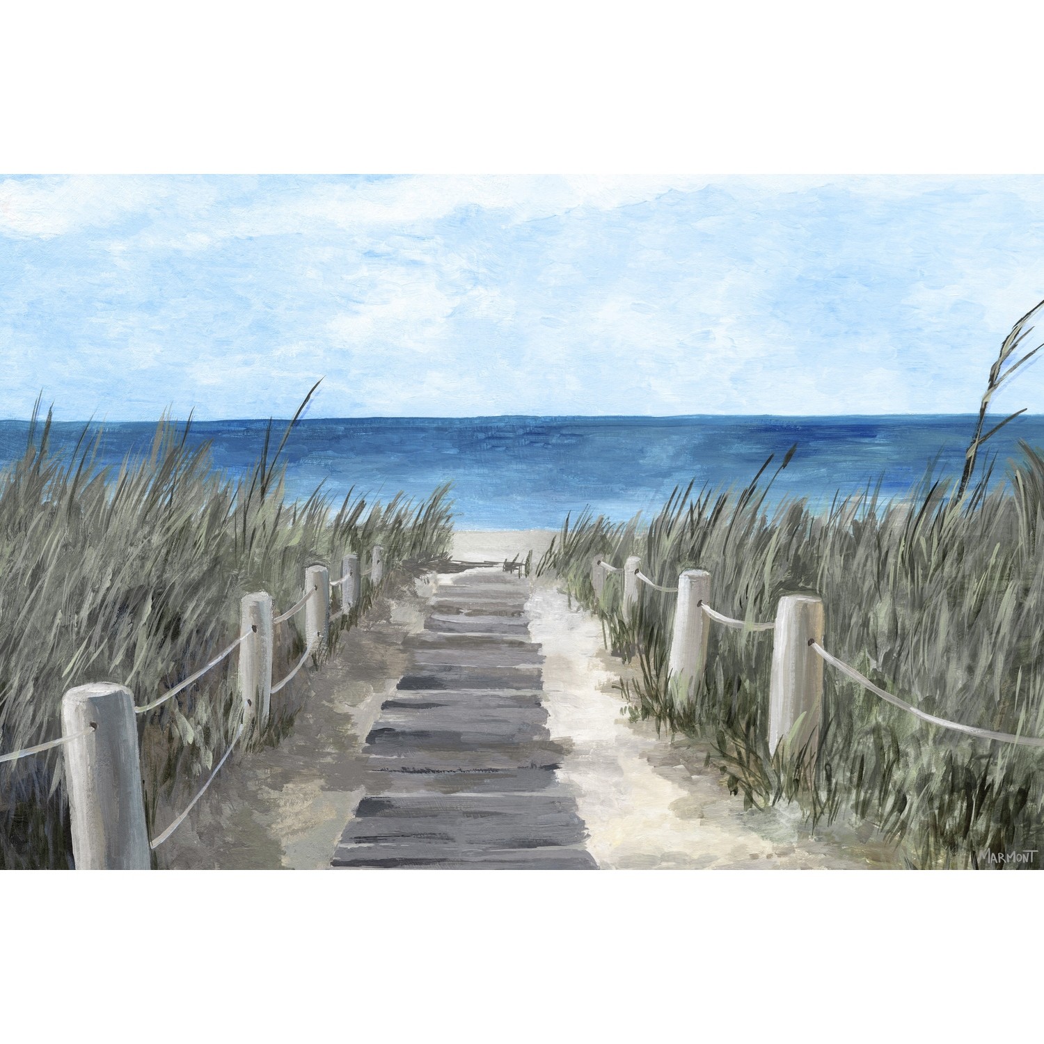 Marmont Hill Beach Wood Path Painting Print on Wrapped Canvas