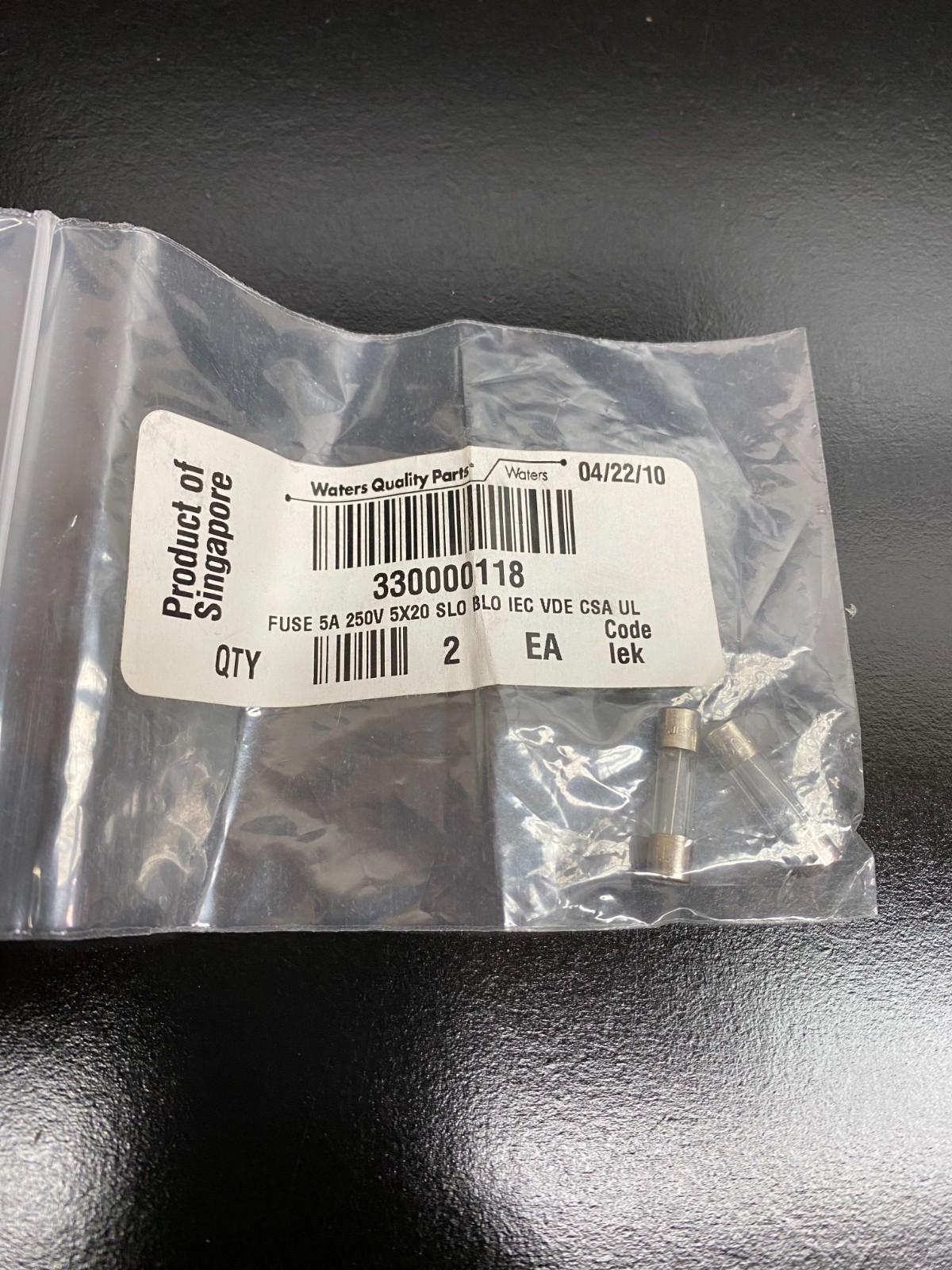 Waters PN 330000118 Fuse 5A 250V 5 x 20 mm Slo-Blo 2 PK