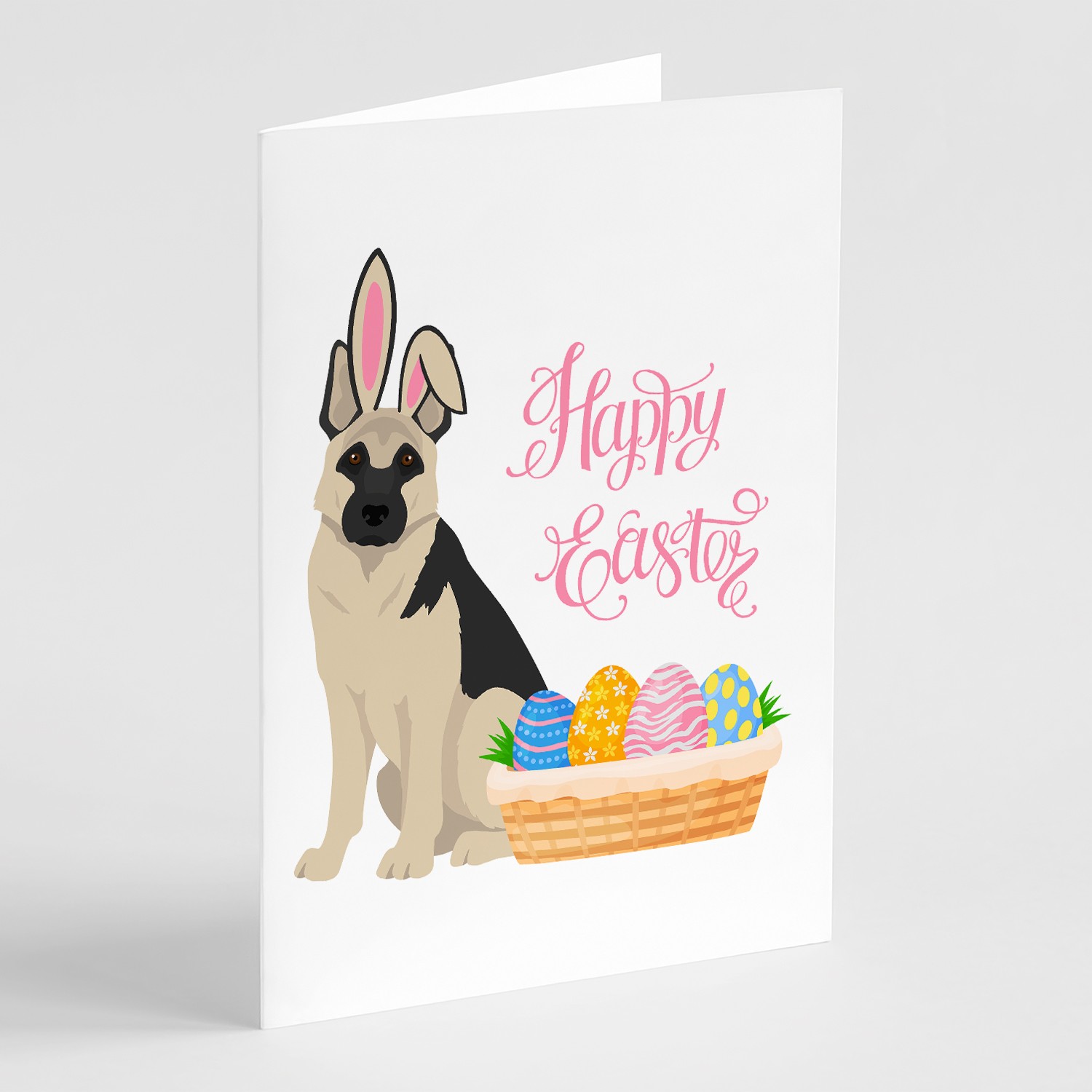 Caroline's Treasures Black Silver German Shepherd Easter Greeting Cards Pack 8