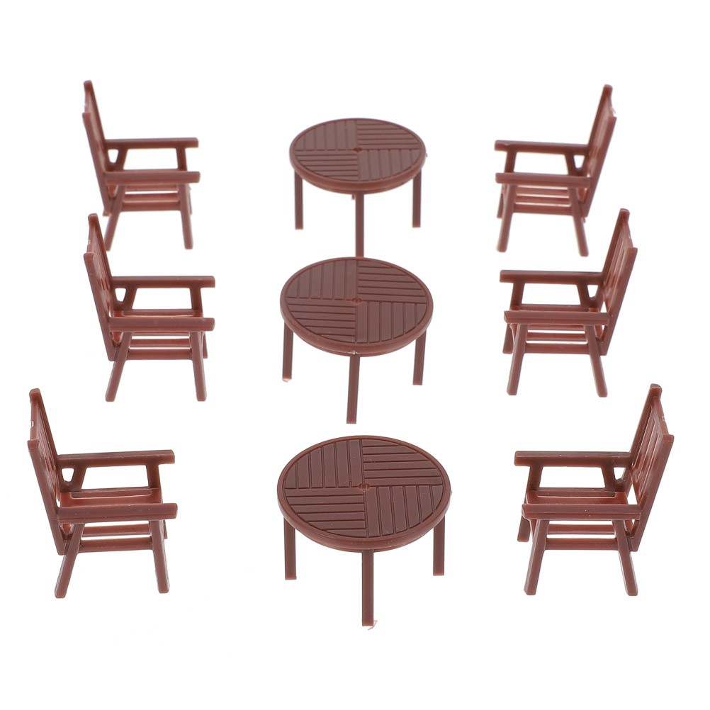 4 Sets Mini Table Chair Set Plastic Furniture Model for Mini House Decor