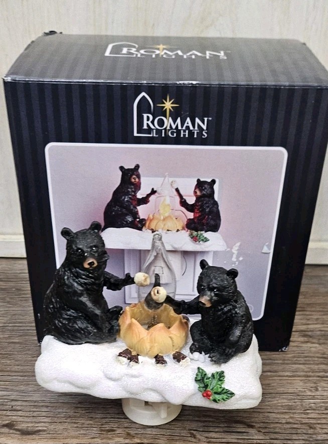 Roman Lights Campfire Black Bears Night Light