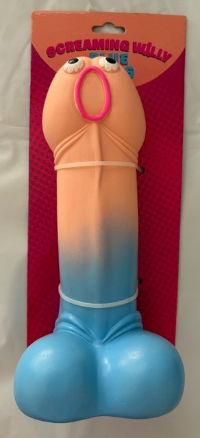 SCREAMING WILLY BLUE BALLS GAG GIFT ADULT NOVELTY 11 inch PECKER STRESS RELIEF