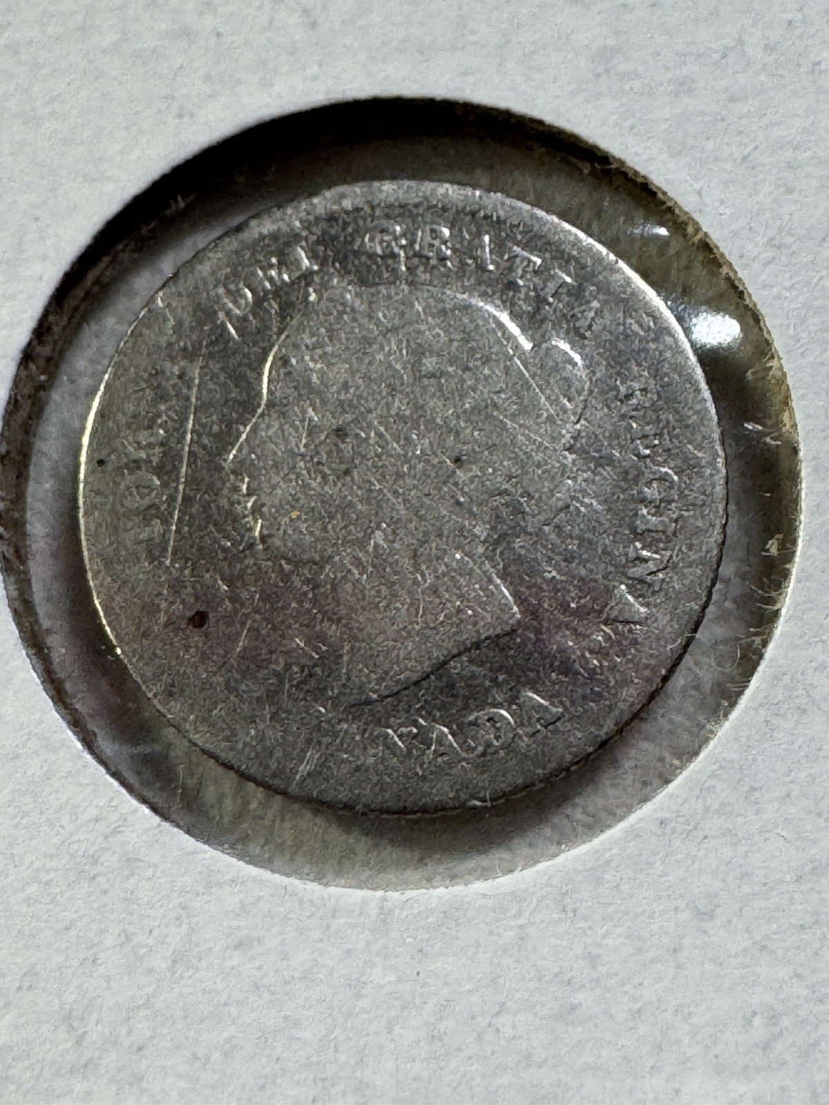1880-H Canada 5 Cents Small Silver Coin Cleaned