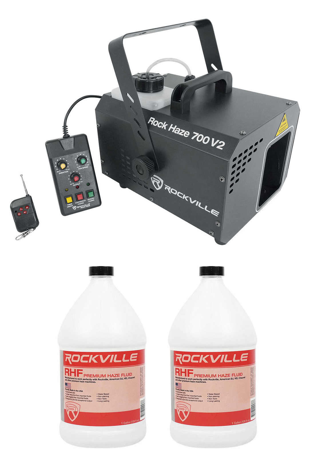 Rockville ROCKHAZE 700 CFM DMX Water Based DJ/Club Haze Machine+(2) Gal Fluid
