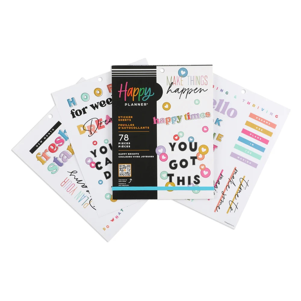 HAPPY PLANNER -  ACCESSORIES STICKER SHEETS - 2 PADS - HAPPY BRIGHTS