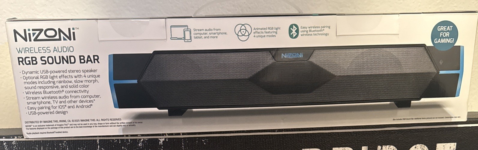 Nizoni Wireless Audio RGB Soundbar New - Never Opened