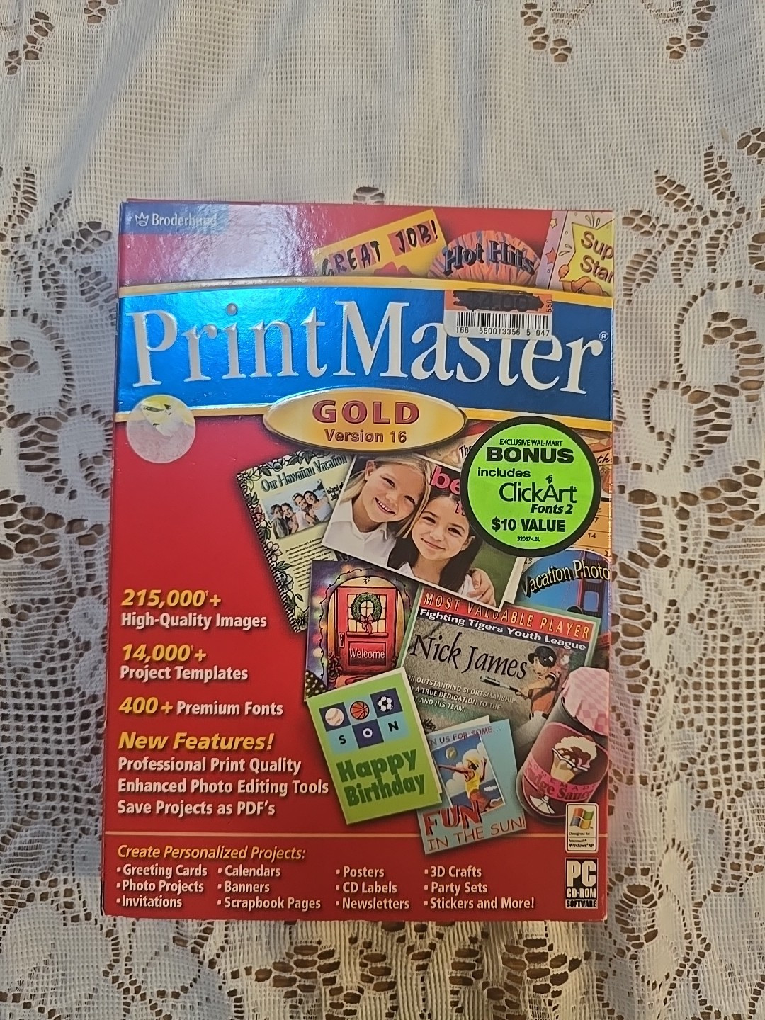 Broderbund PrintMaster Gold 16 PC Software Graphics Photos Templates NEW